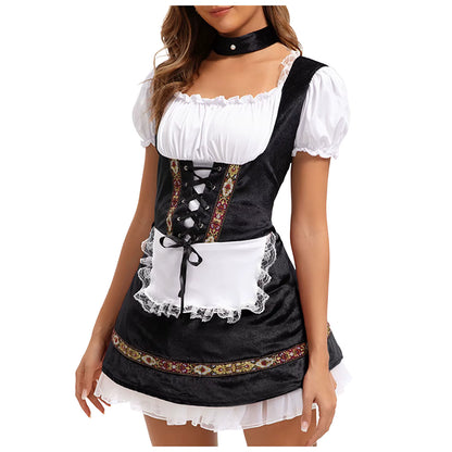 Damen-Bayerisches Schnür-Dirndl Kleid Traditionell Oktoberfest Vintage