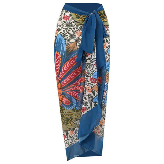 Damen Retro Print Leichtgewicht Langer Strandrock Überwurf