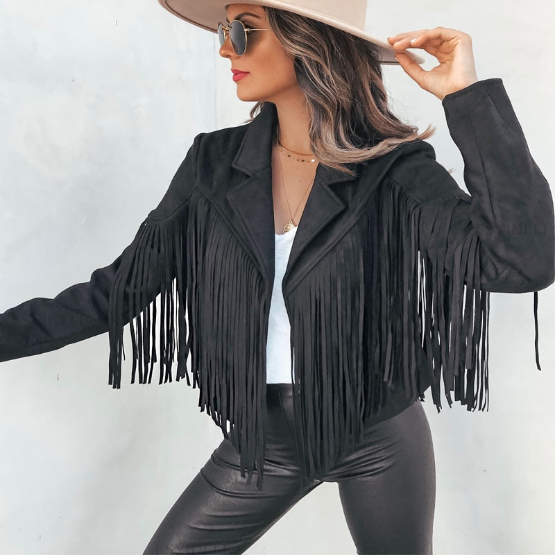 Damenjacke mit Fransen im stilvollen Boho-Design