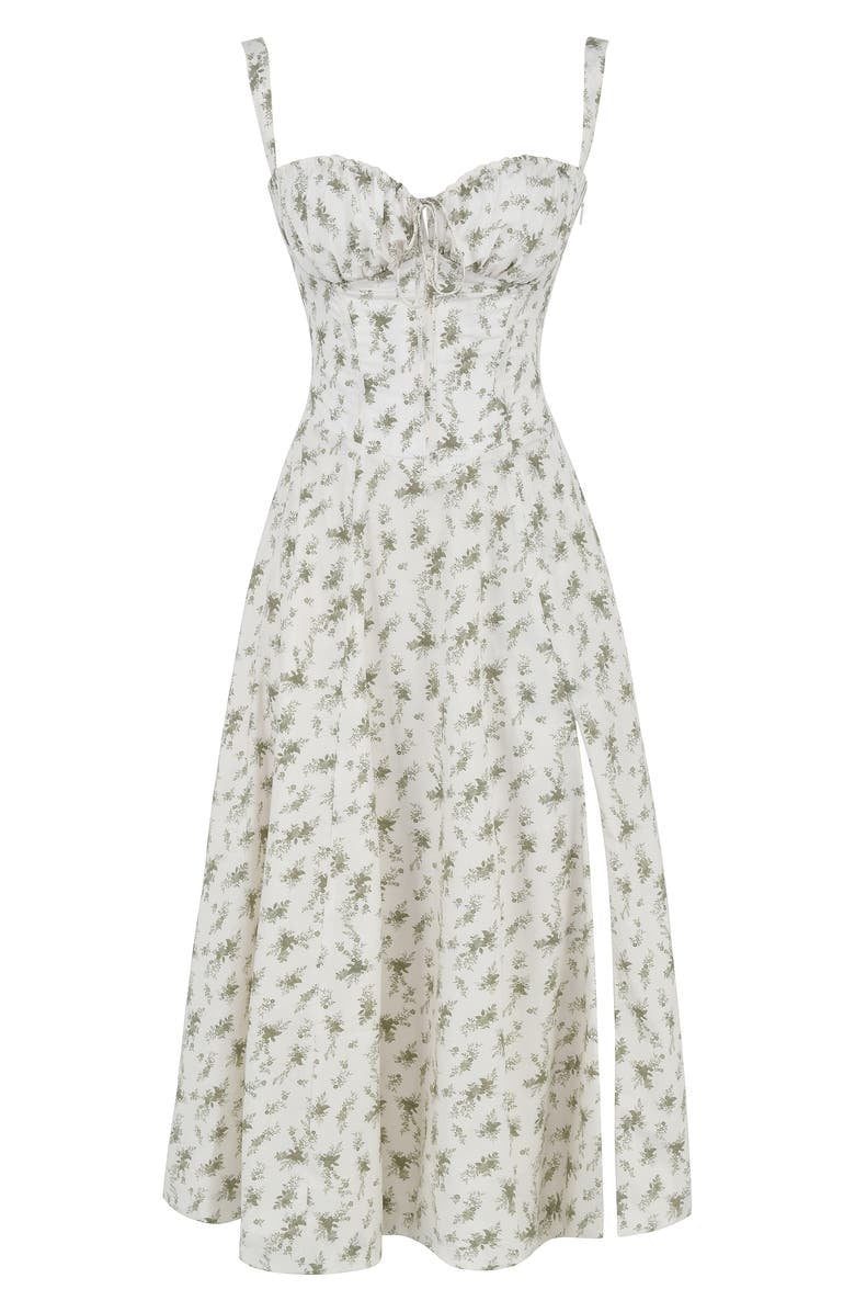 Florales Bustier-Midriff-Cutout-Bodycon-Kleid