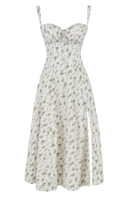 Florales Bustier-Midriff-Cutout-Bodycon-Kleid