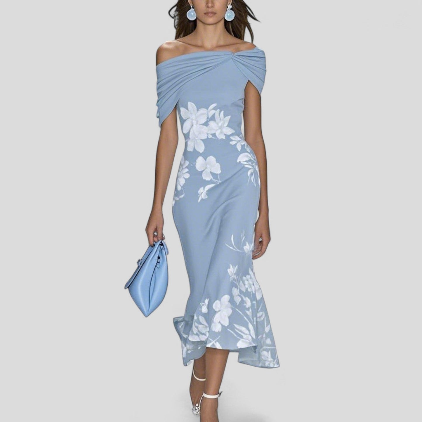 Bedrucktes Midi-Kleid mit lockerem Schnitt