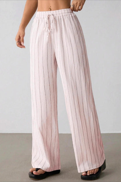 Damen Weite Hose Mit Streifen Und Colorblock