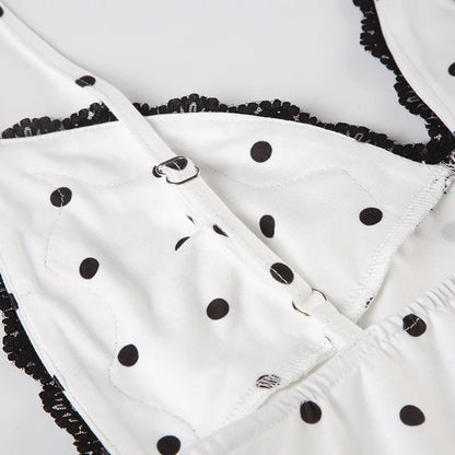 Ärmelloses langes Kleid mit Polka-Dots