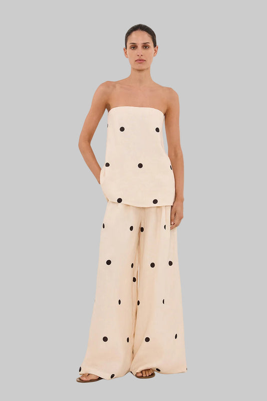 Damen Sommer-Set mit Punktmuster und weiter Hose in kompletter Ansicht