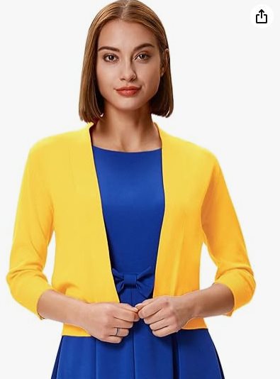 Damen Kurzcardigan Mit Offener Front Und Dreiviertelärmeln