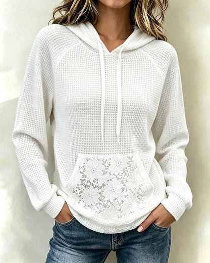 Hoodie mit Waffelstruktur und Kordelzug in lässiger Passform