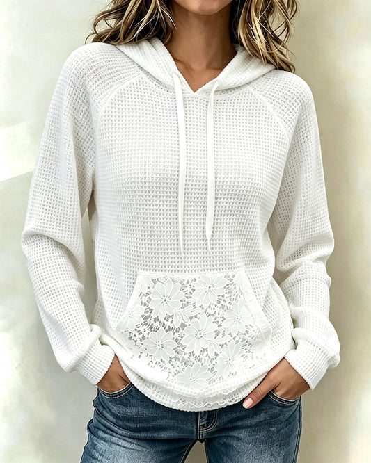 Hoodie mit Waffelstruktur und Kordelzug in lässiger Passform