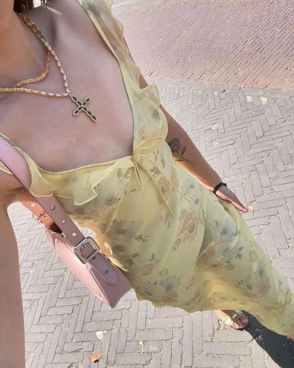 Florales Maxikleid mit tiefem Rückenausschnitt für den Sommer