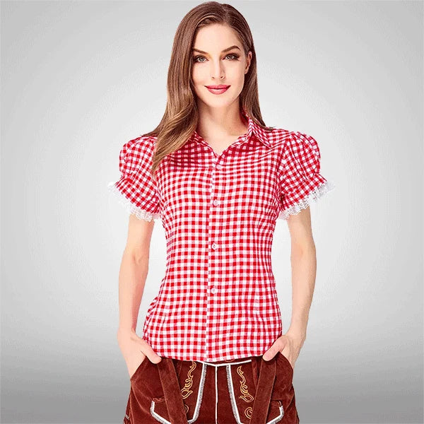 Samtbestickter Cosplay-Latzhose mit kariertem Hemd