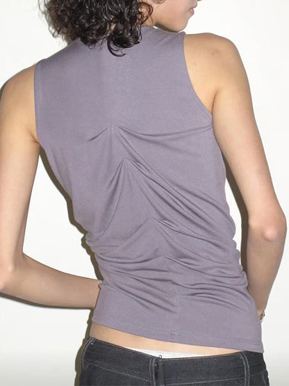 Plissiertes graues Tanktop für Damen, Detailansicht