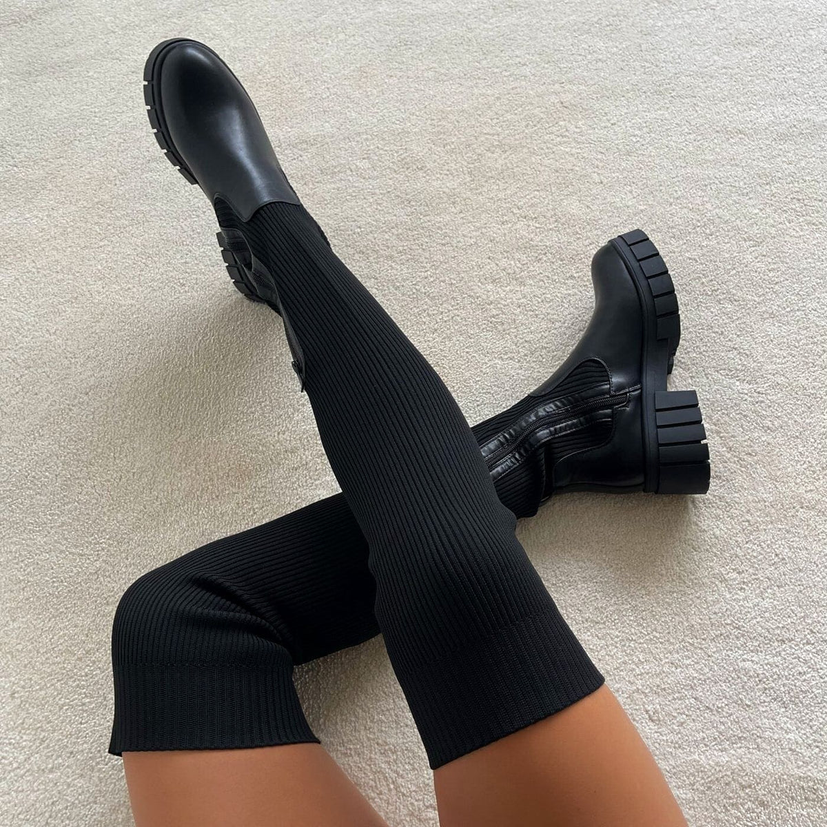 Damen-Stretchstiefel mit anpassungsfähiger Passform