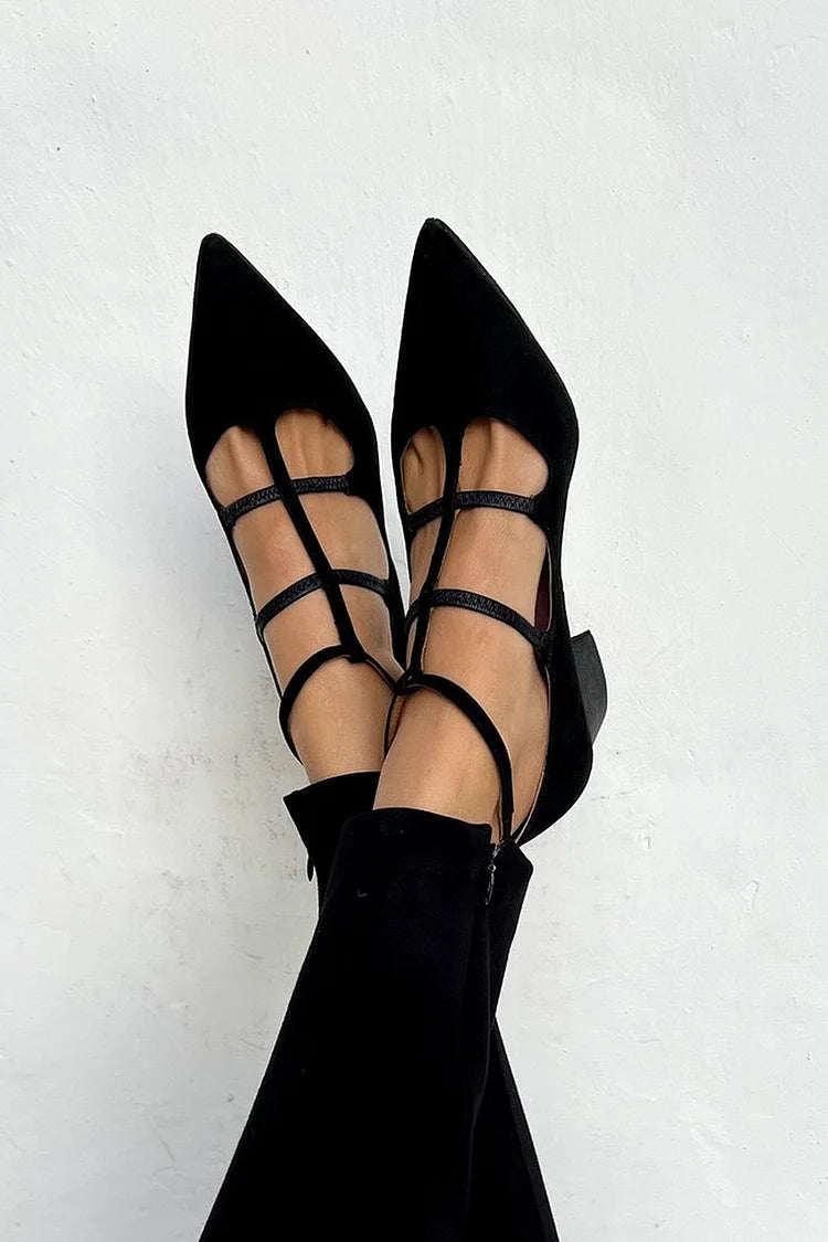 Damen Pumps mit hohem Absatz und Mehrriemchen von hinten