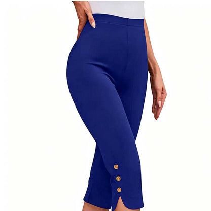High-Waist Stretch-Culottes mit seitlichen Knopfdetails für Damen