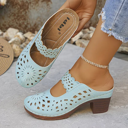 Damen Sandalen Mit Cut-Outs Und Blockabsatz