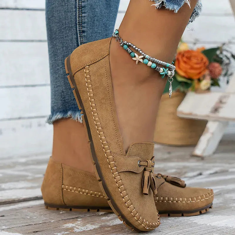 Stilvoller Damen Slipper mit Schleife und flacher Laufsohle