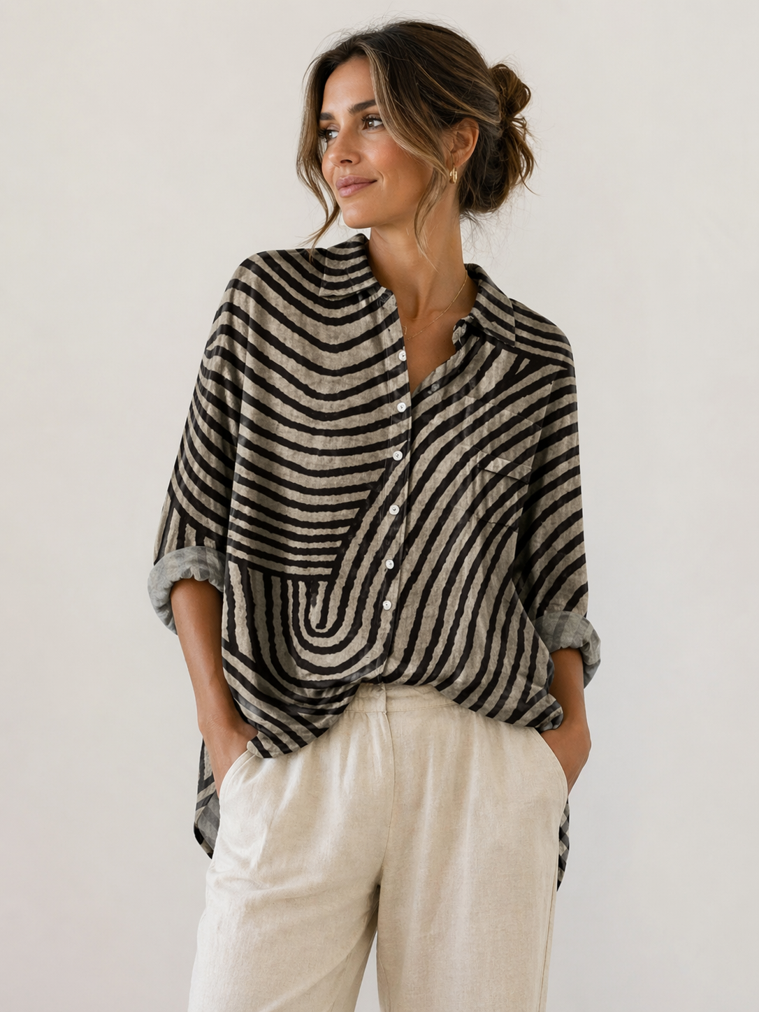 Damenbluse mit Print und langen Ärmeln in stilvollem Design