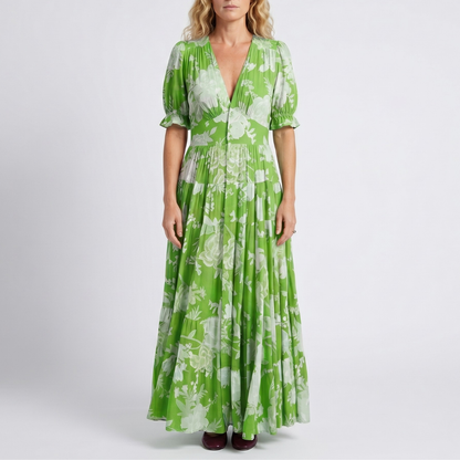 Minelda™ - Elegantes Blumenmuster Kleid mit V-Ausschnitt