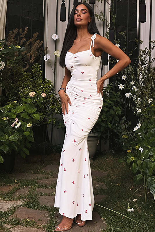 Damen Maxikleid im Bodycon-Stil mit Print und seitlichem Schlitz, Vorderansicht