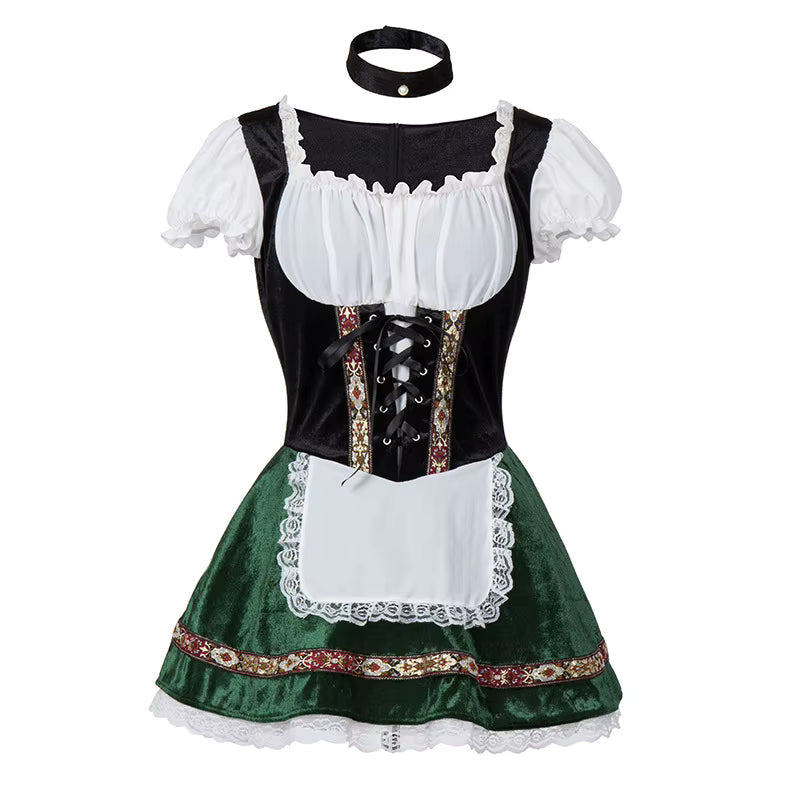 Damen Dirndlkleid Mit Schnürmieder Und Puffärmeln Für Oktoberfest