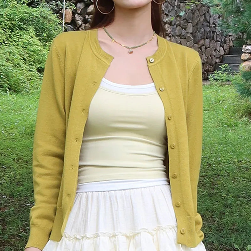 Damen Strickcardigan Lockerer Schnitt Langarm