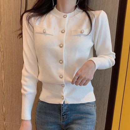 Damen Enganliegender Strick-Cardigan mit Knöpfen