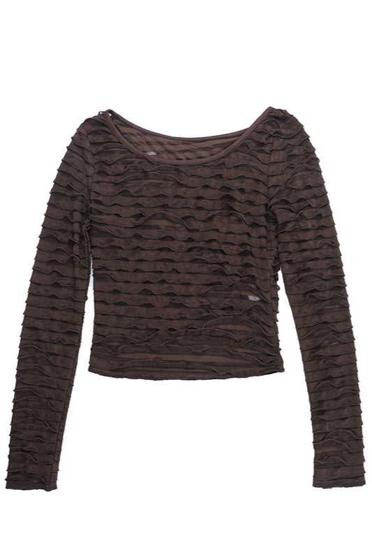 Rückansicht der Damen Kurzbluse mit transparenter Struktur