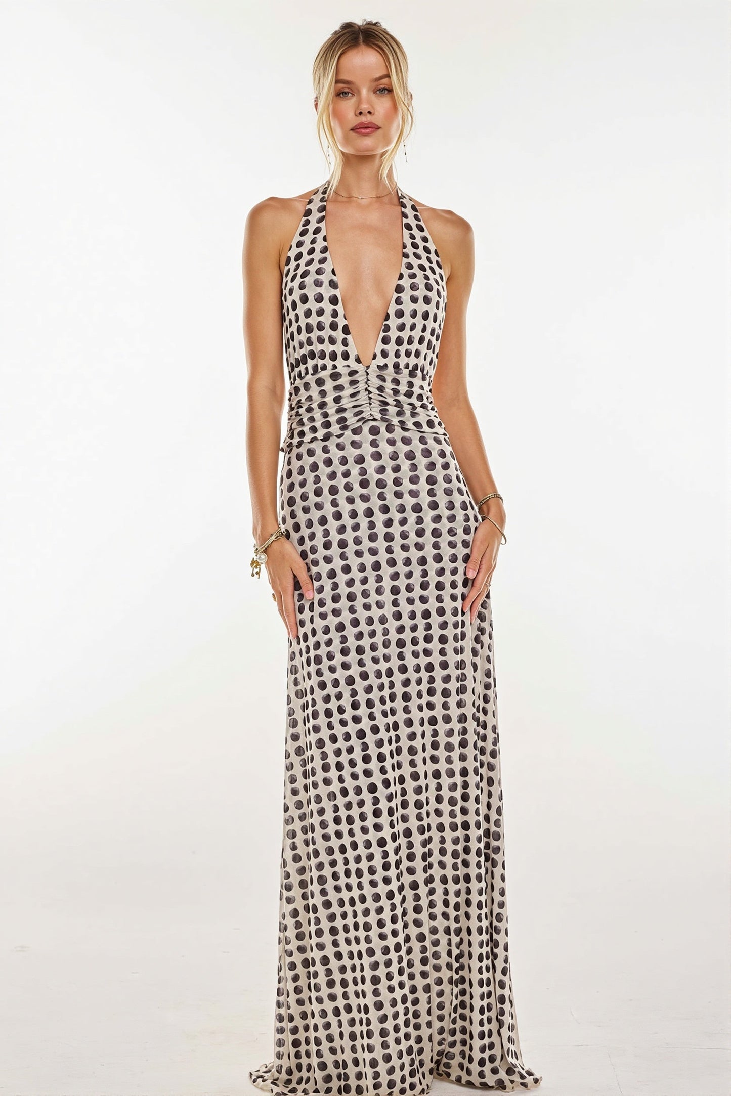 Damen Maxikleid Mit Print Und Rückenfreiem Schnitt
