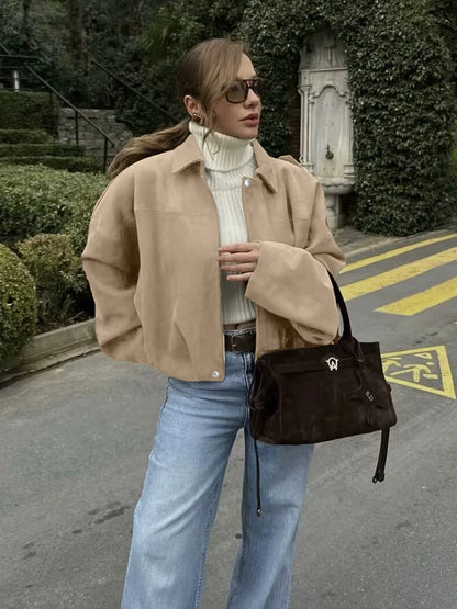 Damen Jacke aus Polyester in weiter Passform mit Cargo-Taschen und überschnittenen Schultern