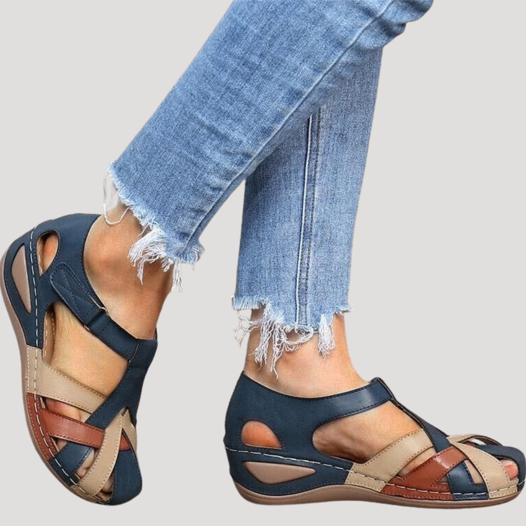 Damen Gewebte Riemchen Sandalen mit geschlossenem Zehenbereich zum Gehen