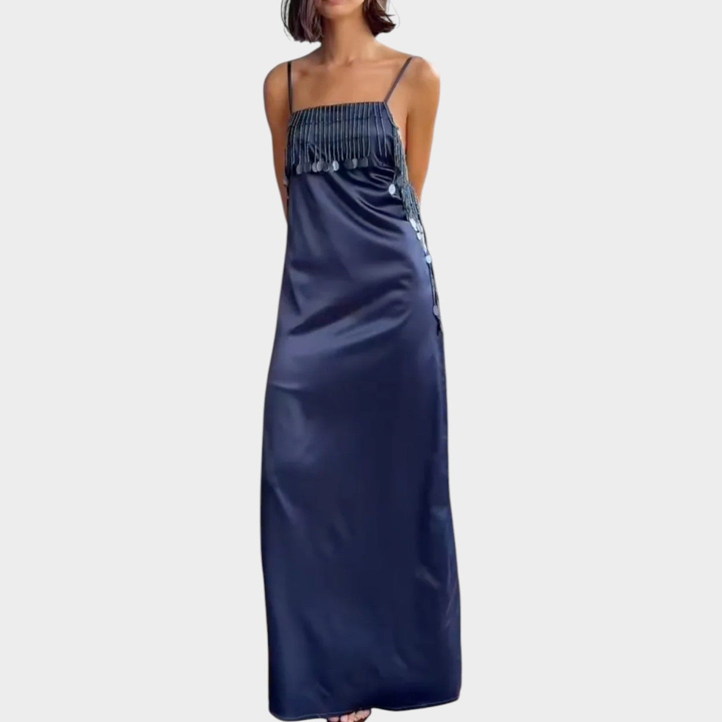Müheloses V-Ausschnitt Slip-Maxikleid