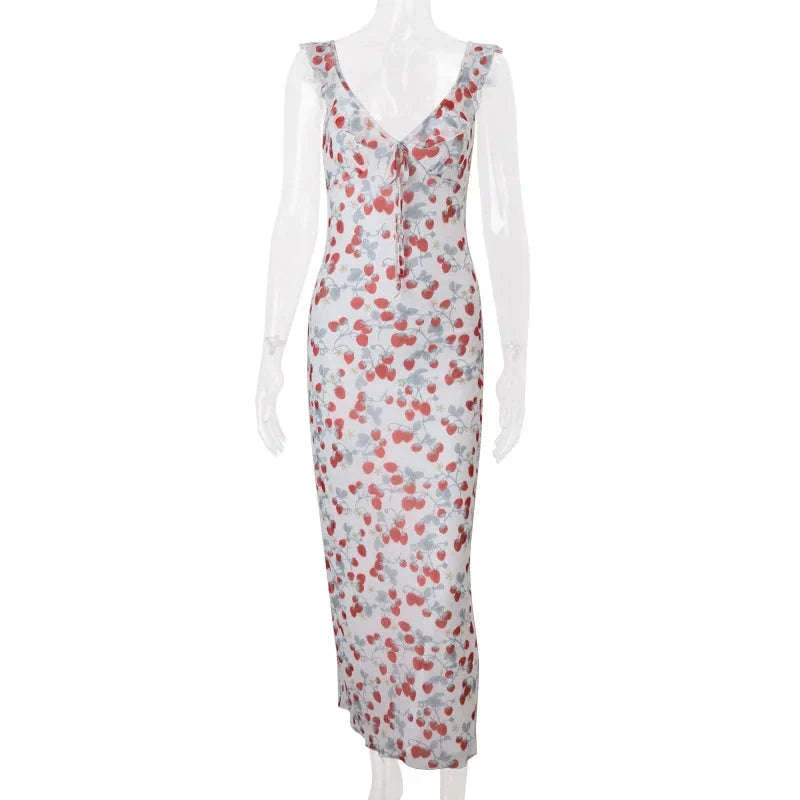 Florales Maxikleid mit tiefem Rückenausschnitt für den Sommer