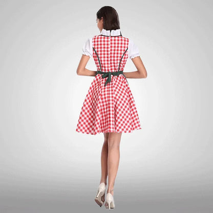 Traditionelles bayerisches kariertes Dirndlkleid Rot