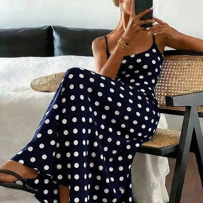 Ärmelloses eng anliegendes Midikleid aus Polyester mit Polka-Dots für Damen