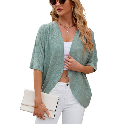 Damen Cardigan Mit Offener Front Und Dreiviertelärmeln
