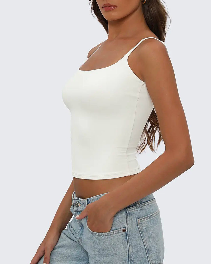 Ärmelloses Damen Cami-Top aus Baumwollmischung, Rückansicht