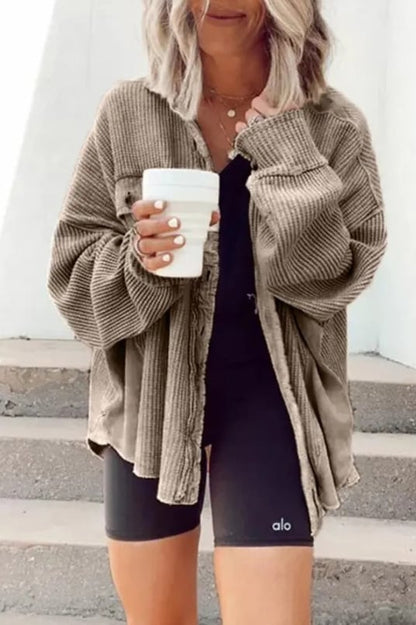 Damen Hemdjacke Mit Reverskragen Und Asymmetrischem Saum