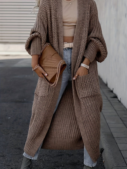 Damen-Cardigan in langer Passform mit funktionalen Taschen