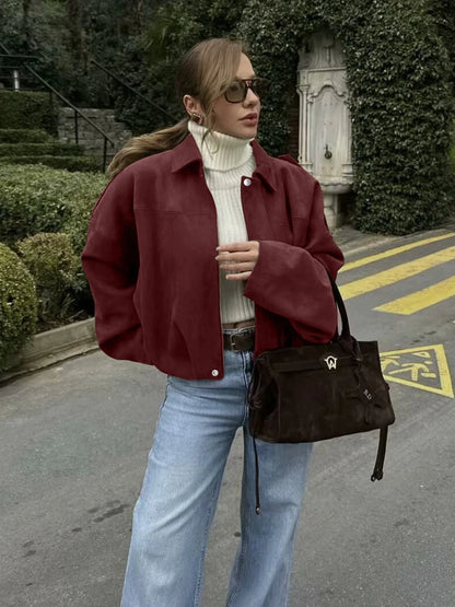 Damen Jacke aus Polyester in weiter Passform mit Cargo-Taschen und überschnittenen Schultern
