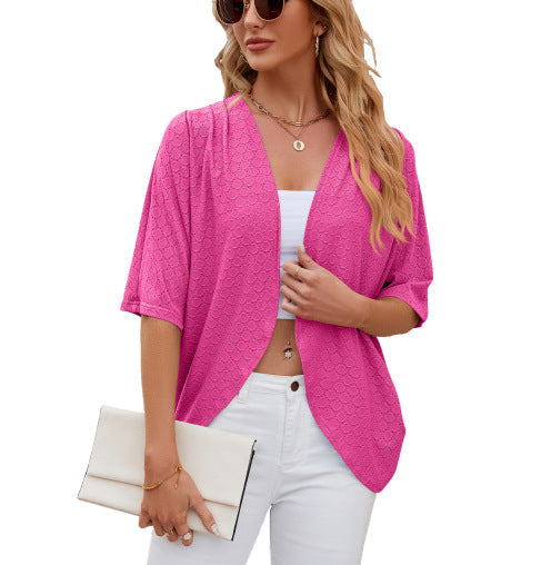 Damen Cardigan Mit Offener Front Und Dreiviertelärmeln