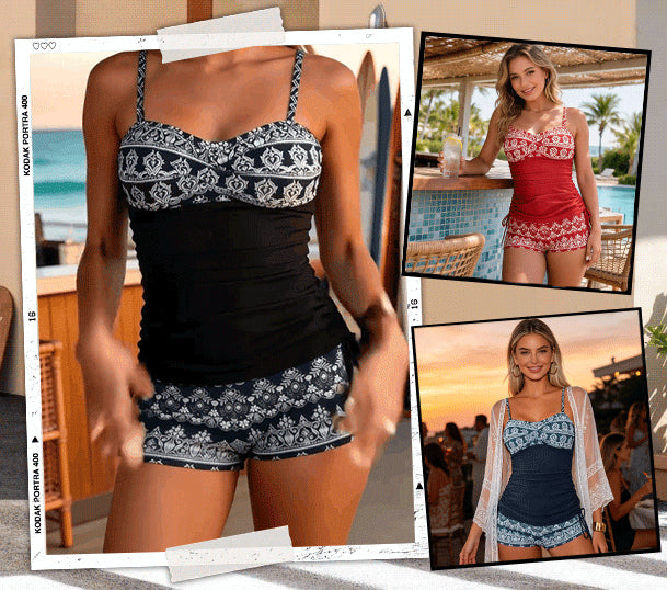 Damen Tankini Set getragen am Model, Frontansicht