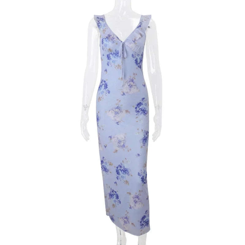 Florales Maxikleid mit tiefem Rückenausschnitt für den Sommer