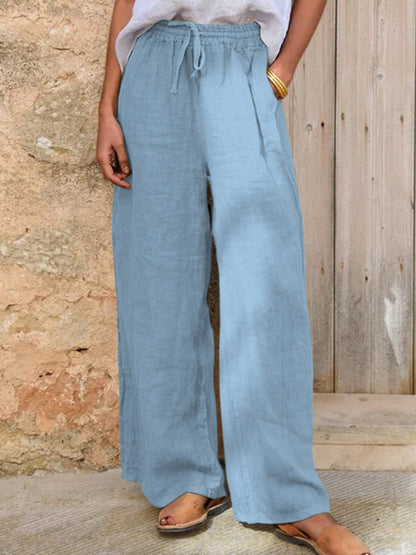 Damen Casual Baumwolle Leinen Hose