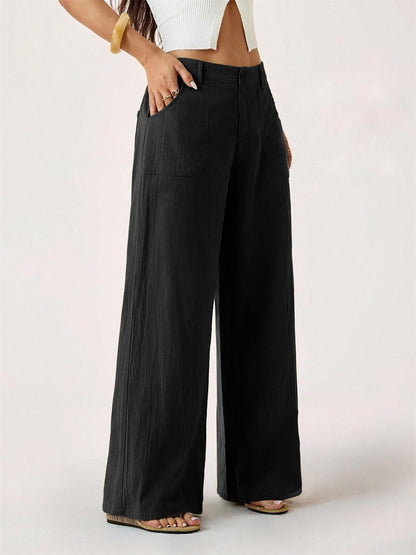 Weite Hose aus Baumwoll-Leinen-Mischung mit hoher Taille