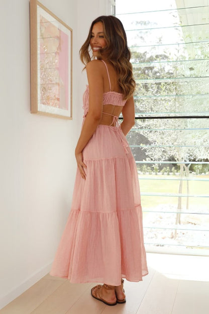 Chiffon-Baumwollmischung verstellbares Träger-Midikleid