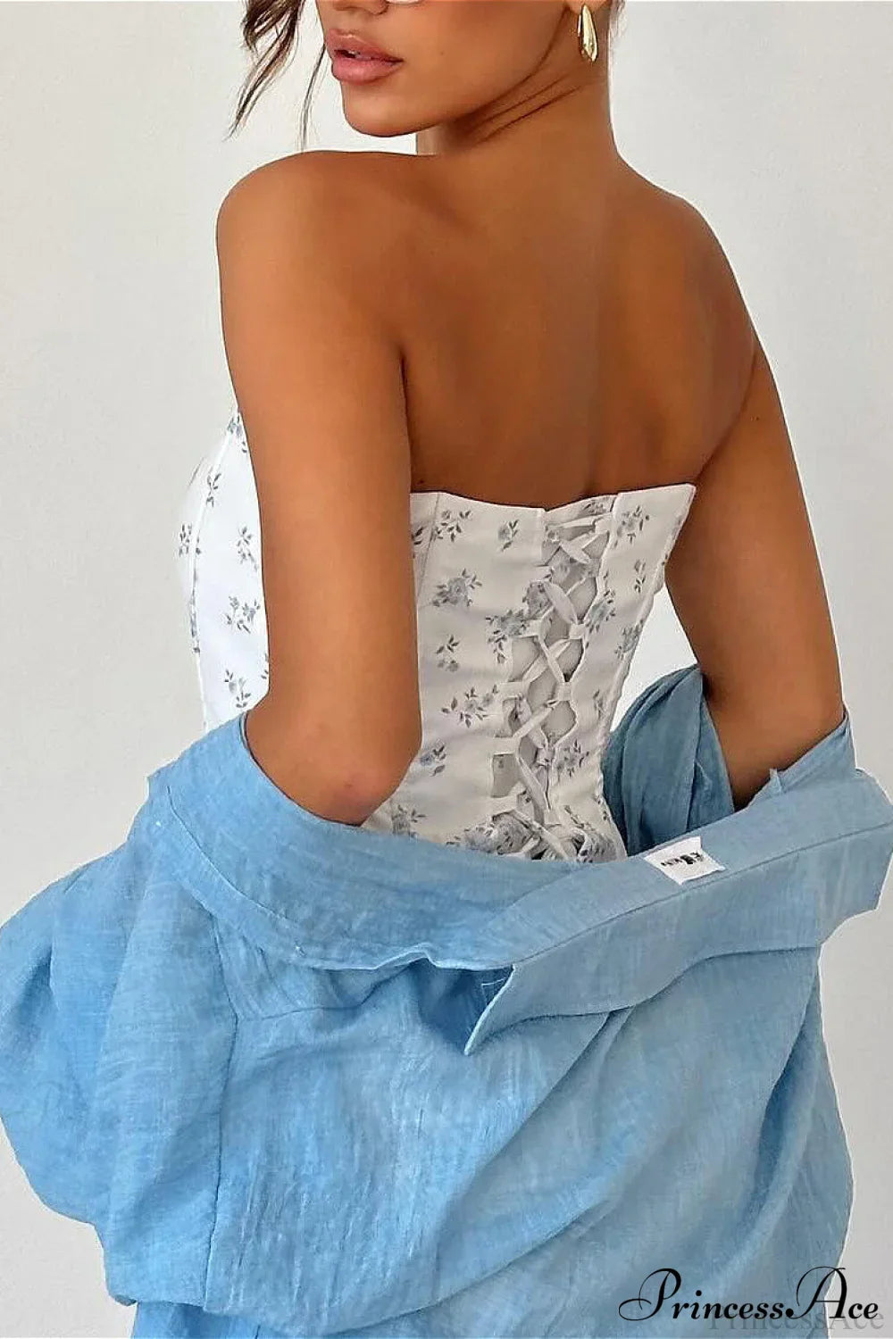 Damen Korsettoberteil mit floralem Design als modisches Ausgehtop