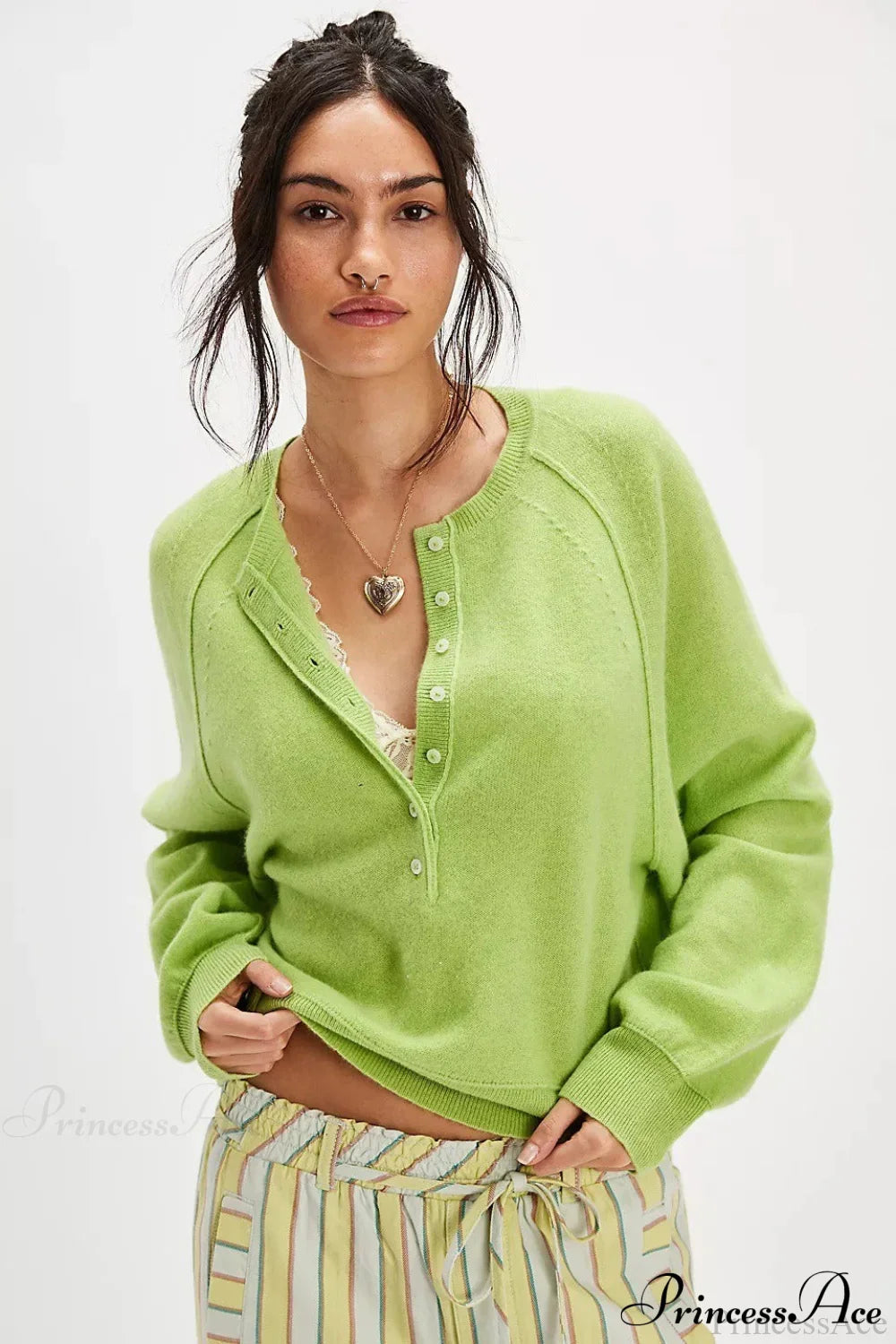 Damen Strickpullover Mit V Ausschnitt Und Lockerer Passform