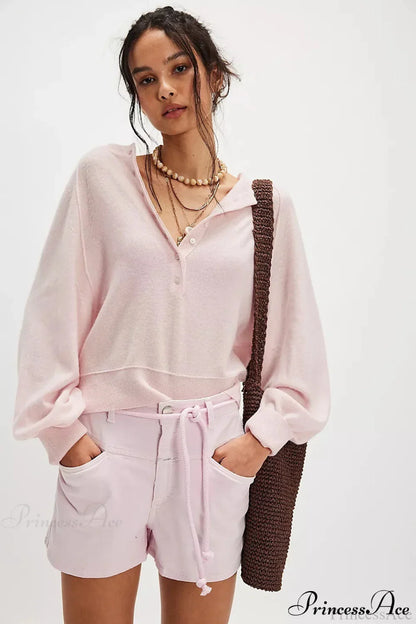 Locker fallender Damen Strickpullover mit langen Ärmeln im Vintage-Stil