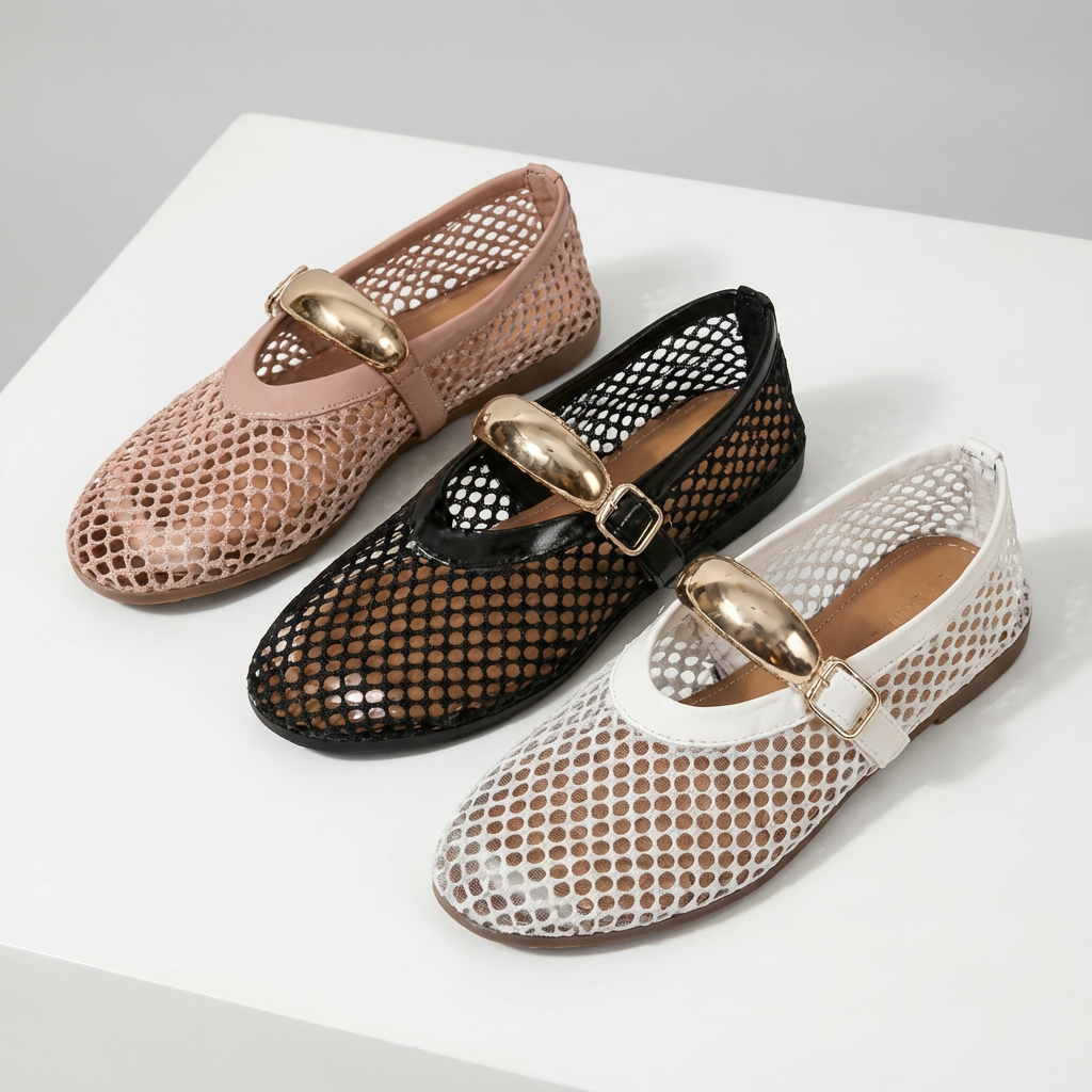 Unteransicht der flachen Sohle der Damen Mary Jane Schuhe
