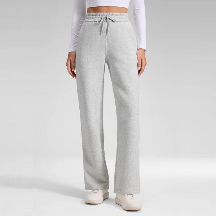 Damen Weite High Waist Hose Fließender Schnitt